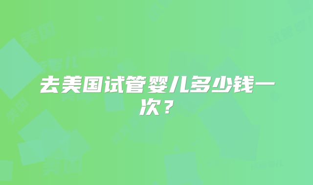 去美国试管婴儿多少钱一次？