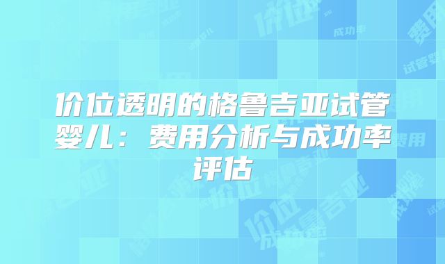 价位透明的格鲁吉亚试管婴儿：费用分析与成功率评估