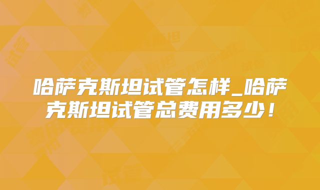 哈萨克斯坦试管怎样_哈萨克斯坦试管总费用多少！