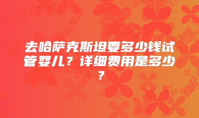去哈萨克斯坦要多少钱试管婴儿？详细费用是多少？