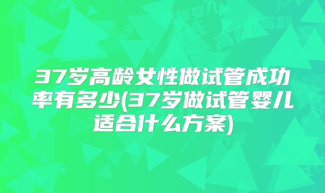37岁高龄女性做试管成功率有多少(37岁做试管婴儿适合什么方案)