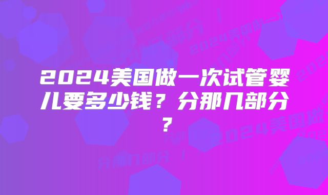 2024美国做一次试管婴儿要多少钱？分那几部分？