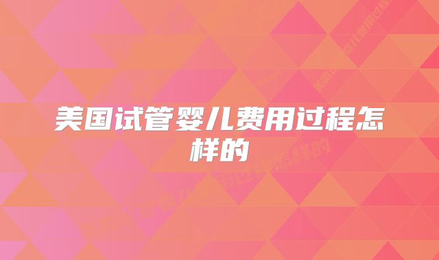 美国试管婴儿费用过程怎样的