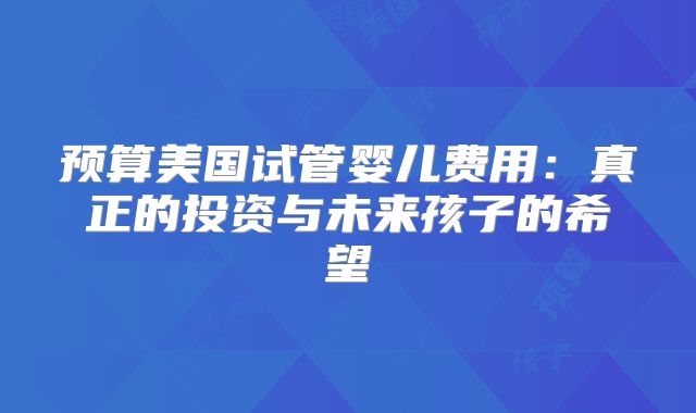 预算美国试管婴儿费用：真正的投资与未来孩子的希望