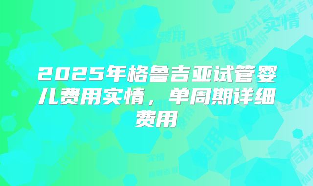 2025年格鲁吉亚试管婴儿费用实情，单周期详细费用