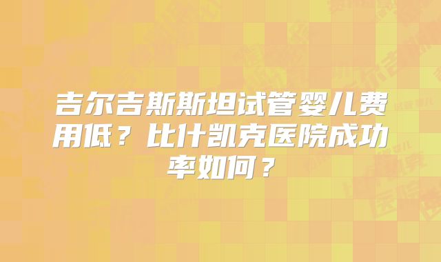 吉尔吉斯斯坦试管婴儿费用低？比什凯克医院成功率如何？