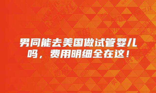男同能去美国做试管婴儿吗,费用明细全在这!