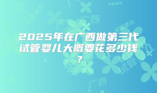2025年在广西做第三代试管婴儿大概要花多少钱？