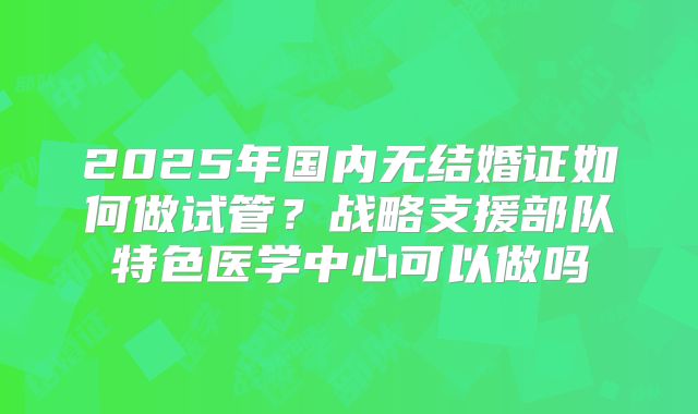 2025年国内无结婚证如何做试管?战略支援部队特色医学中心可以做吗