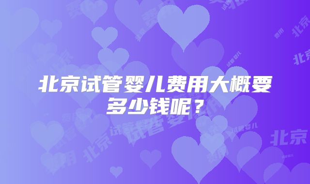北京试管婴儿费用大概要多少钱呢？