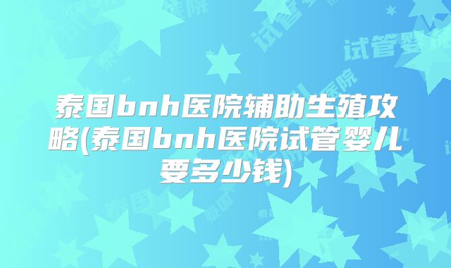 泰国bnh医院辅助生殖攻略(泰国bnh医院试管婴儿要多少钱)