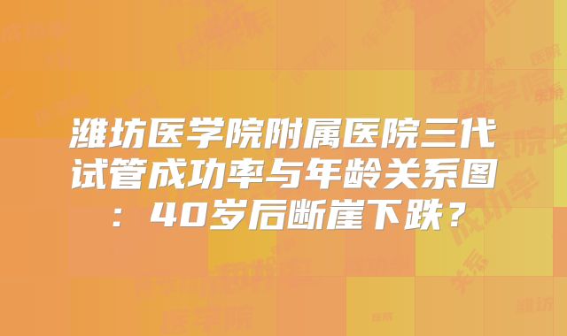 潍坊医学院附属医院三代试管成功率与年龄关系图：40岁后断崖下跌？