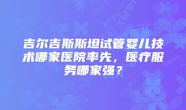 吉尔吉斯斯坦试管婴儿技术哪家医院率先,医疗服务哪家强?