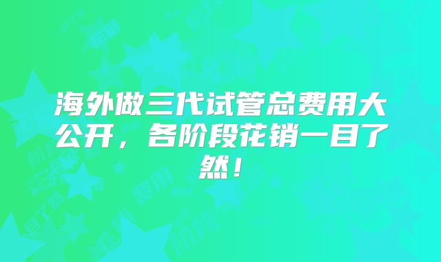 海外做三代试管总费用大公开，各阶段花销一目了然！
