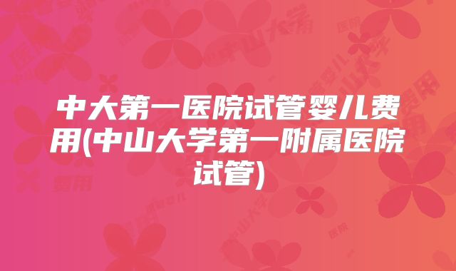 中大第一医院试管婴儿费用(中山大学第一附属医院试管)