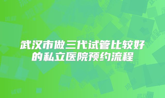 武汉市做三代试管比较好的私立医院预约流程