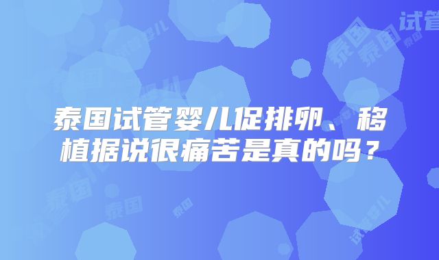 泰国试管婴儿促排卵、移植据说很痛苦是真的吗？