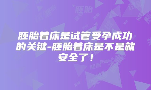 胚胎着床是试管受孕成功的关键-胚胎着床是不是就安全了!