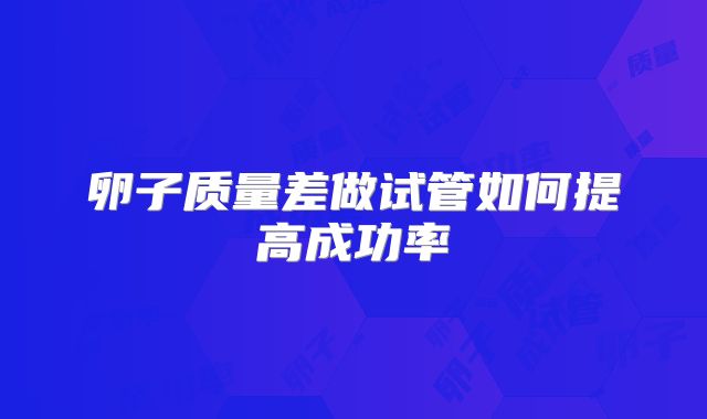 卵子质量差做试管如何提高成功率