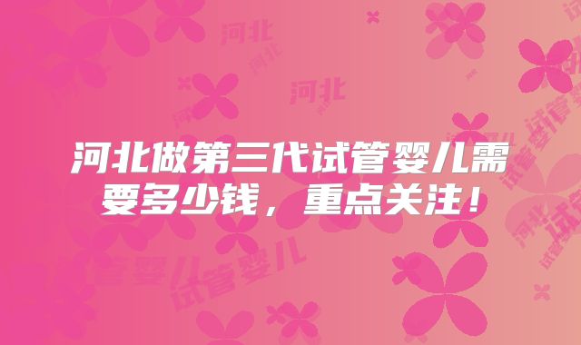 河北做第三代试管婴儿需要多少钱，重点关注！
