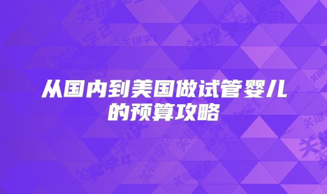 从国内到美国做试管婴儿的预算攻略