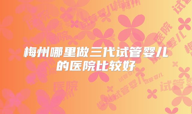 梅州哪里做三代试管婴儿的医院比较好