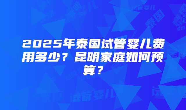 2025年泰国试管婴儿费用多少？昆明家庭如何预算？