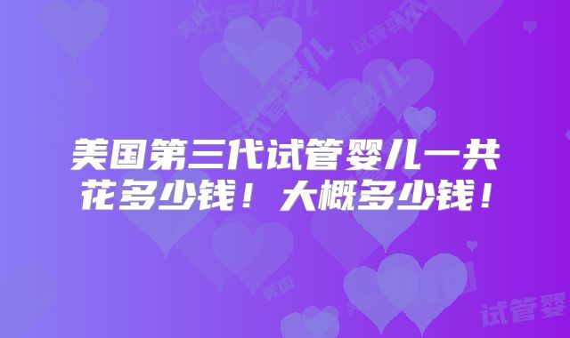 美国第三代试管婴儿一共花多少钱！大概多少钱！