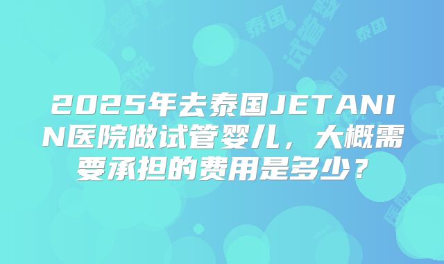 2025年去泰国JETANIN医院做试管婴儿，大概需要承担的费用是多少？