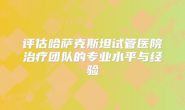 评估哈萨克斯坦试管医院治疗团队的专业水平与经验