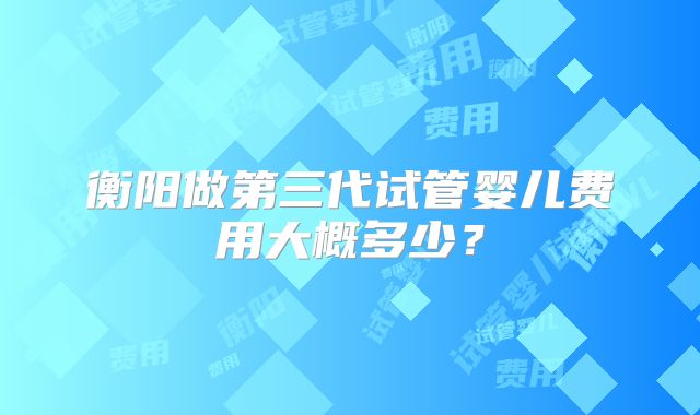 衡阳做第三代试管婴儿费用大概多少?