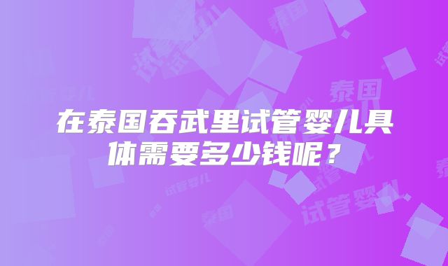 在泰国吞武里试管婴儿具体需要多少钱呢？