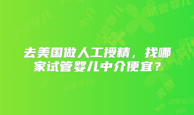 去美国做人工授精，找哪家试管婴儿中介便宜？