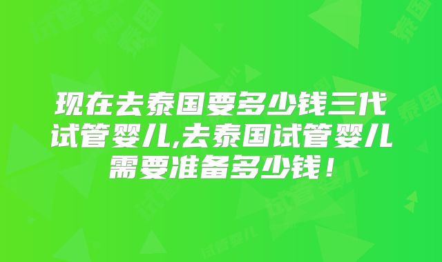 现在去泰国要多少钱三代试管婴儿,去泰国试管婴儿需要准备多少钱！