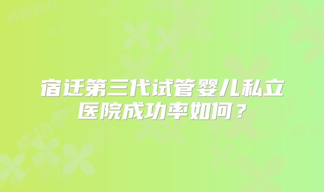 宿迁第三代试管婴儿私立医院成功率如何？