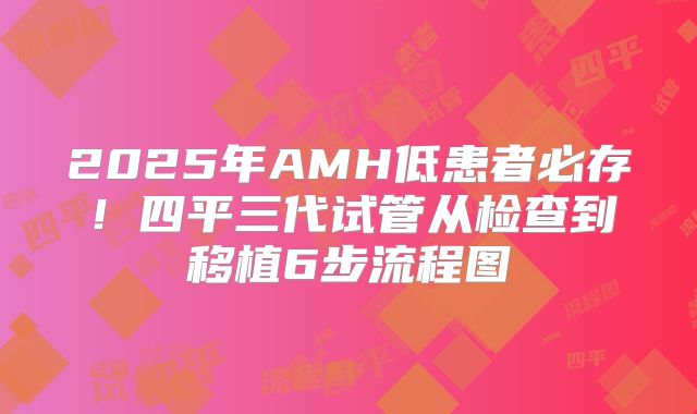 2025年AMH低患者必存！四平三代试管从检查到移植6步流程图