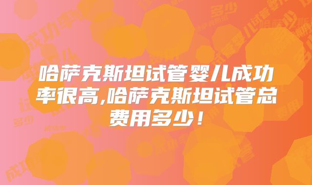哈萨克斯坦试管婴儿成功率很高,哈萨克斯坦试管总费用多少！