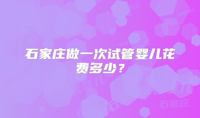 石家庄做一次试管婴儿花费多少？