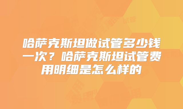 哈萨克斯坦做试管多少钱一次？哈萨克斯坦试管费用明细是怎么样的