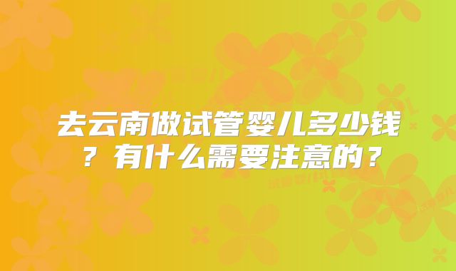 去云南做试管婴儿多少钱?有什么需要注意的?