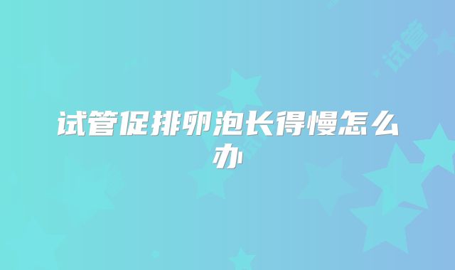 试管促排卵泡长得慢怎么办
