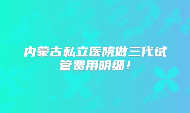 内蒙古私立医院做三代试管费用明细!
