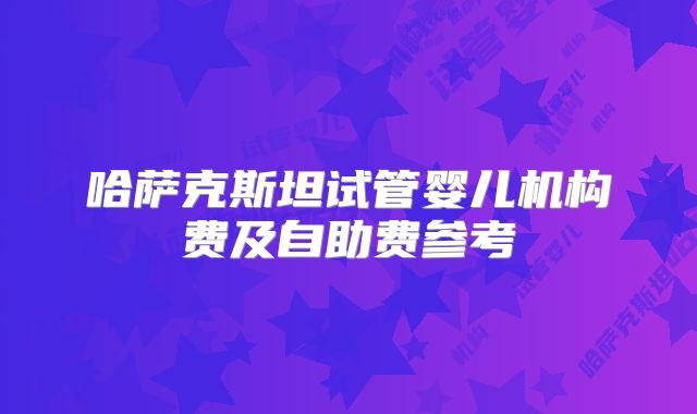 哈萨克斯坦试管婴儿机构费及自助费参考