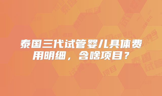 泰国三代试管婴儿具体费用明细,含啥项目?