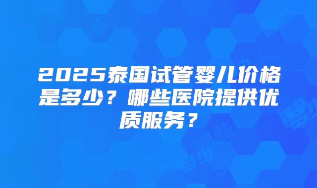 2025泰国试管婴儿价格是多少?哪些医院提供优质服务?