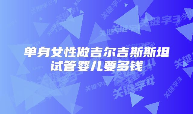 单身女性做吉尔吉斯斯坦试管婴儿要多钱