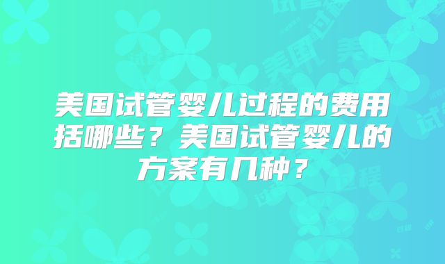 美国试管婴儿过程的费用括哪些?美国试管婴儿的方案有几种?