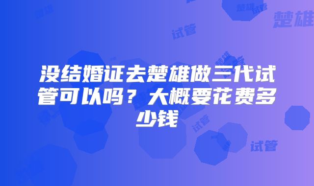 没结婚证去楚雄做三代试管可以吗？大概要花费多少钱