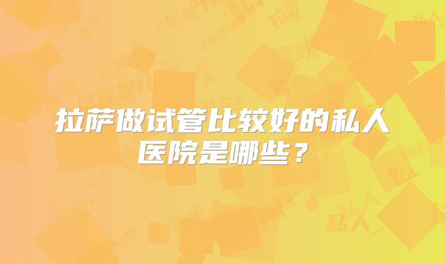 拉萨做试管比较好的私人医院是哪些？