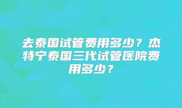 去泰国试管费用多少？杰特宁泰国三代试管医院费用多少？